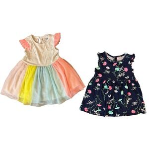 Carter's Baby Girl Dresses 12 Months Summer Colorful Tutu Flowers Short Sleeved